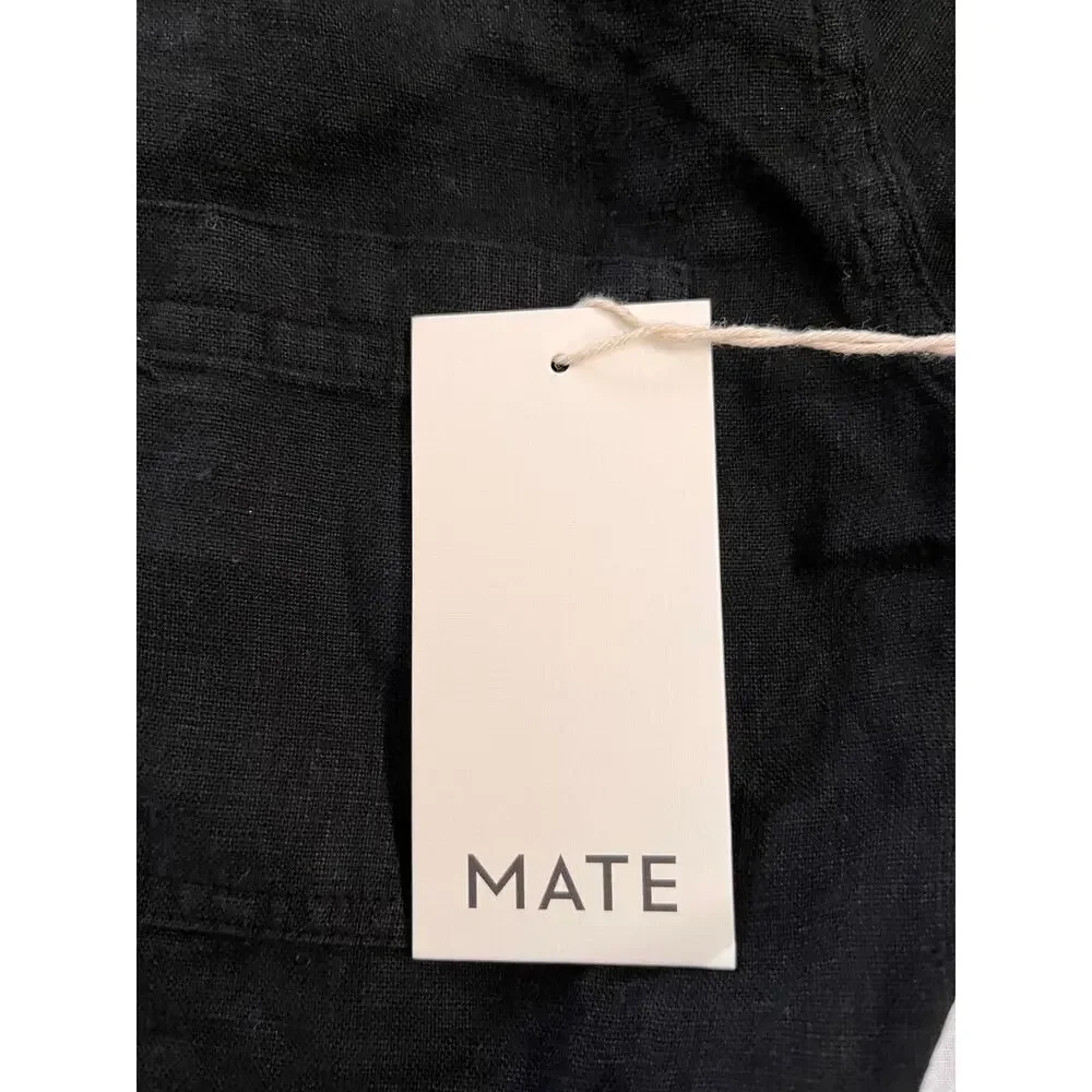 NEW MATE THE LABEL Long Sleeve 100% Linen Jumpsuit - Jet Black SIZE S - Picture 6 of 13
